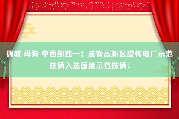 调教 母狗 中西部独一！成皆高新区虚构电厂示范技俩入选国度示范技俩！