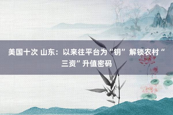 美国十次 山东：以来往平台为“钥” 解锁农村“三资”升值密码